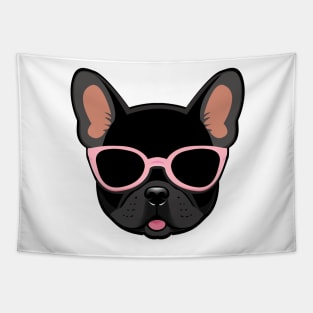 Black Frenchie Dog in Pink Shades French Bulldog Tapestry