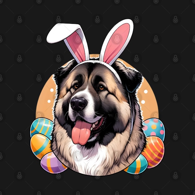 Central Asian Shepherd Dog with Bunny Ears Welcomes Easter by ArtRUs