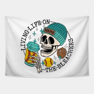 Skull Living Life On The Bleachers Softball Mama Tapestry