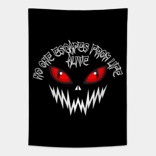 No One Escapes From Life Alive - Red Eyes Tapestry