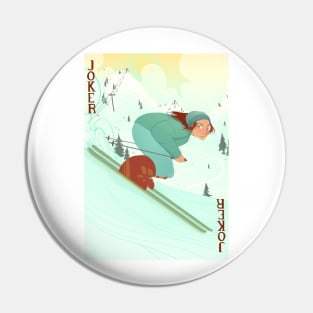 Ski Playing Card Pin