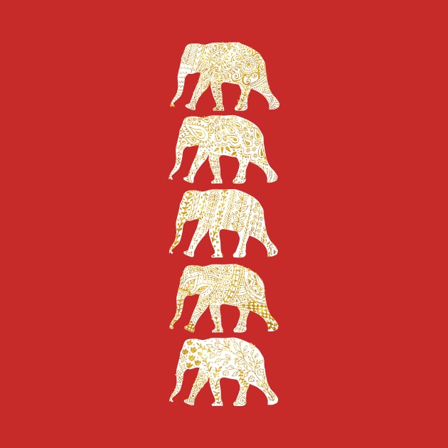 Patterned Elephants(White&Gold) by kanikamathurdesign