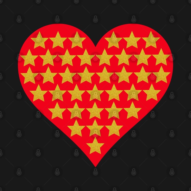 Little gold stars in red heart. by Nano-none