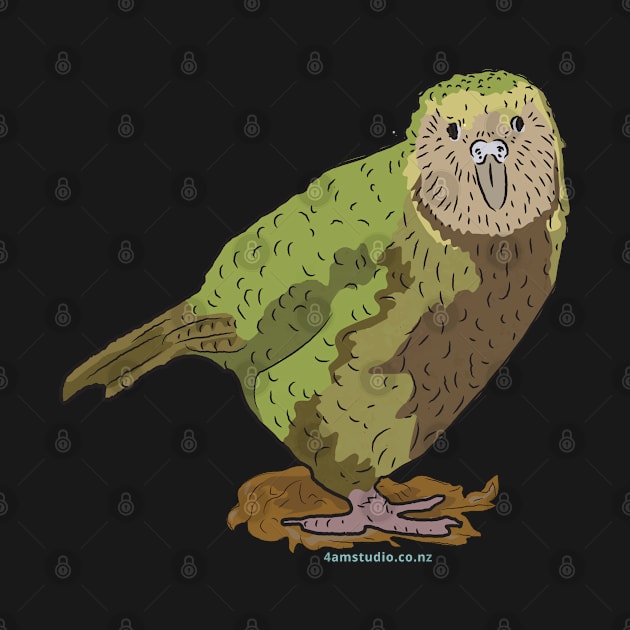 Hand Drawn New Zealand Kakapo Bird by 4amStudio