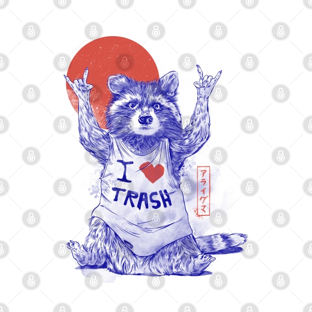 I Love Trash - Cute Funny Metal Raccoon Gift by eduely