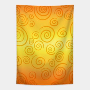 Yellow and Orange Blurred Stripes With Swirls Tapestry