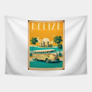 Belize Vintage Travel Art Poster Tapestry