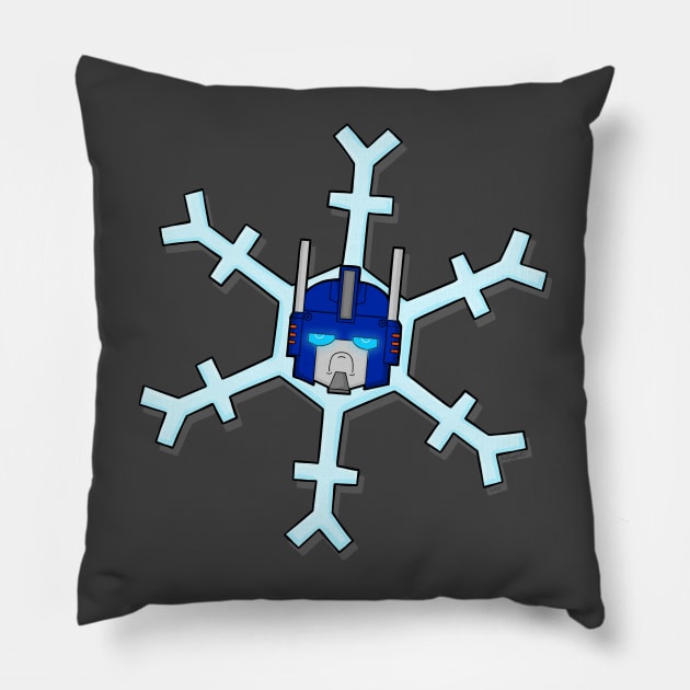 Heavily Armored Snowflake Pillow by PandemiDoodles