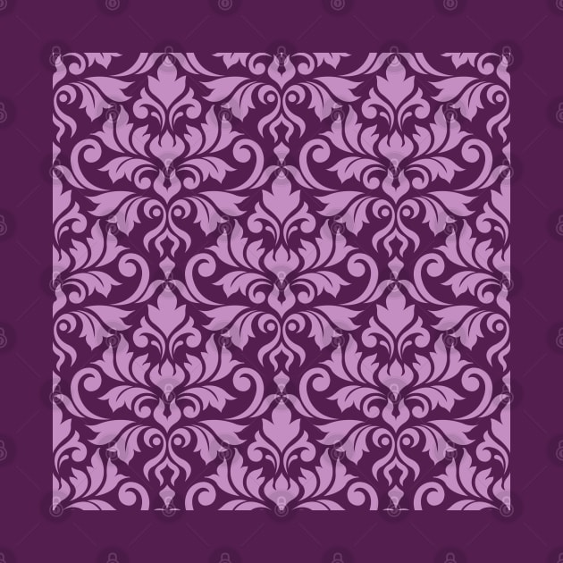 Flourish Damask Ptn Pink on Plum by NataliePaskell