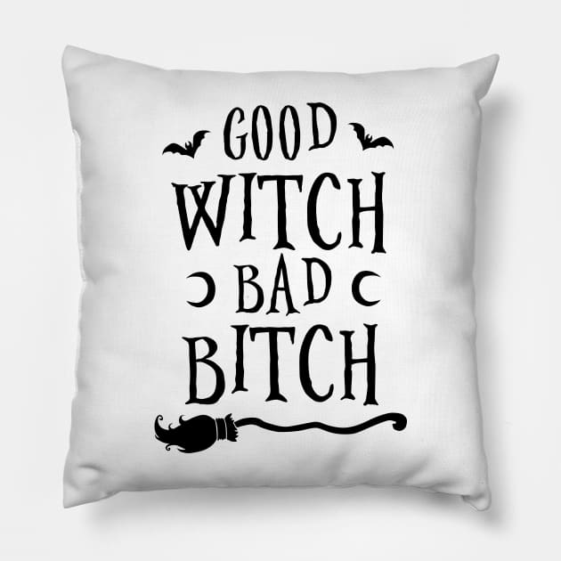 Good Witch Bad Bitch Pillow by SunsetSurf