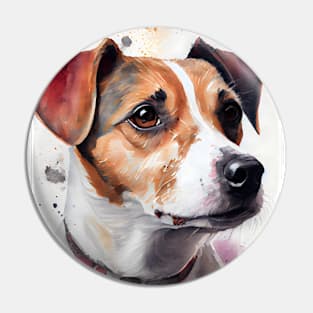 Watercolor portrait of a Jack Russelll Terrier Dog Pin