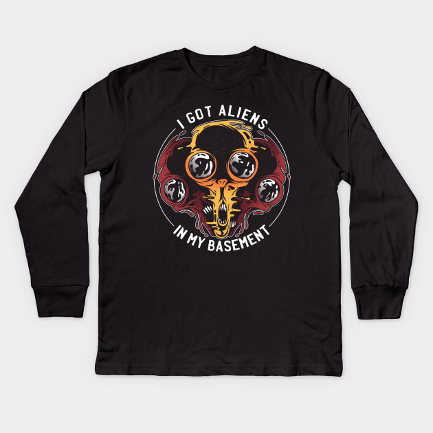 Aliens In The Basement Aliens Kids Long Sleeve Shirt