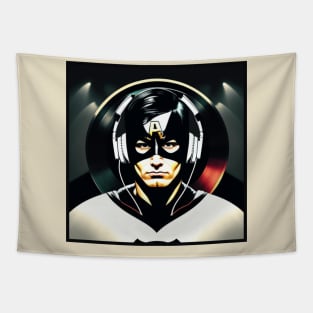 Unleash the Power: Superhero Soundscape Vinyl Record Artwork V Tapestry