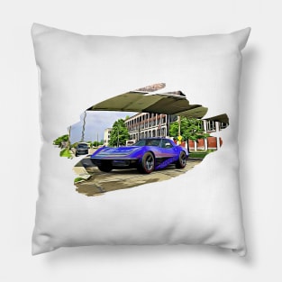 Vintage Stingray Purple Detroit Print Pillow