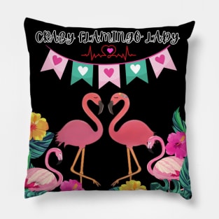 Crazy Flamingo Lady Sweatshirt Pillow