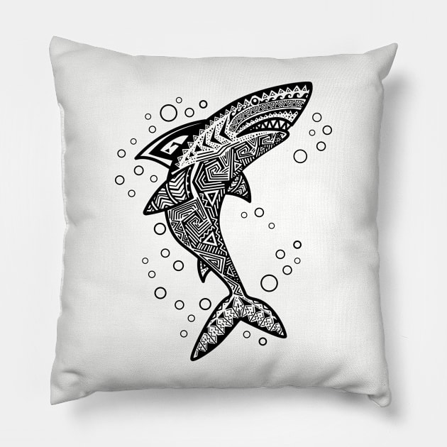 BLACK BOHO SHARK Pillow by Jitterfly