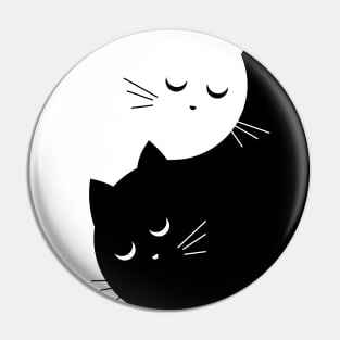 Yin Yang Cats Black And White Pin