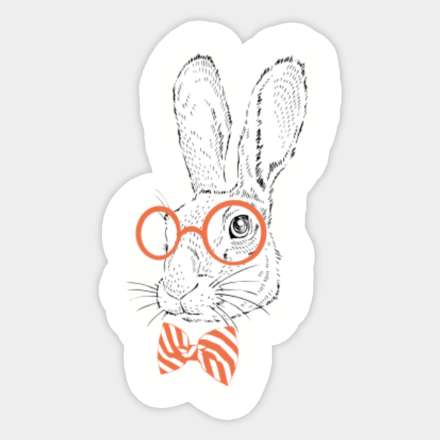 Rabbit With Glasses And Bowtie - Funny Rabbit - Sticker 