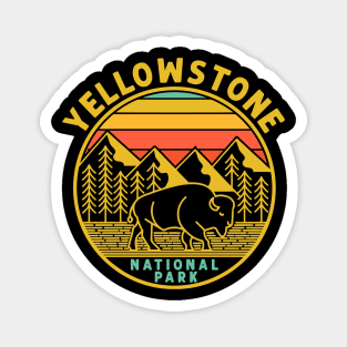 Vintage Yellowstone National Park Wyoming Mountains Bison Magnet