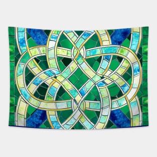 Green Celtic Knot Stone Mosaic Tapestry