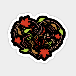 Autumn Leaves And Ornaments For A Heart On Thanksgiving Magnet