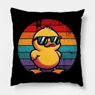 Cool Retro Yellow Duck in Sunglasses 70s 80s 90s Funny Duck Pillow