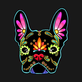 French Bulldog in Black - Day of the Dead Sugar Skull Dog T-Shirt