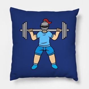 Cute cartoon knight weightlifting Pillow