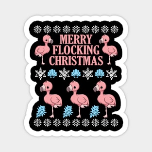 Flamingo Dancing With Snow Fish Merry Flocking Christmas Day Magnet