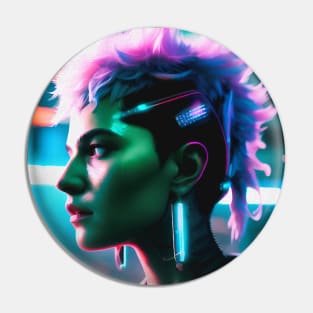 Abstract Cyberpunk Girl Pin