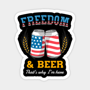 Freedom And Beer USA Patriotic Fun Quote Magnet