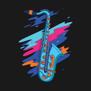 Psychedelic Blue Saxophone T-Shirt
