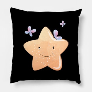 Cute kawaii star with butterflies Pillow