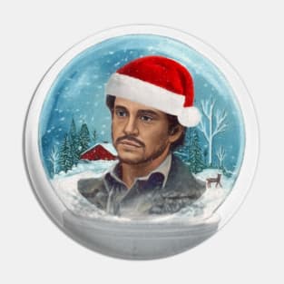 Annoyed Will Graham in Winter Snow Globe with Santa Hat Pin