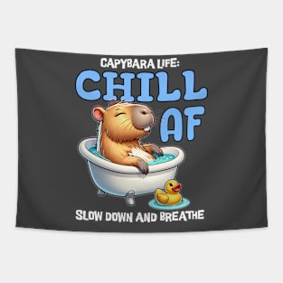 Cute Capybara Relaxing in Bathtub Tapestry