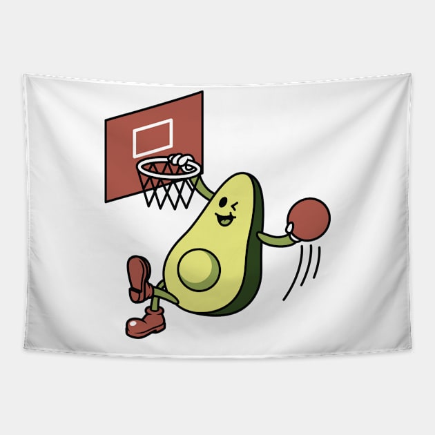 Avocado Playing Basketball Tapestry by quilimo