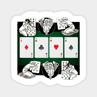 Lucky girls playing cards and playing cards Magnet