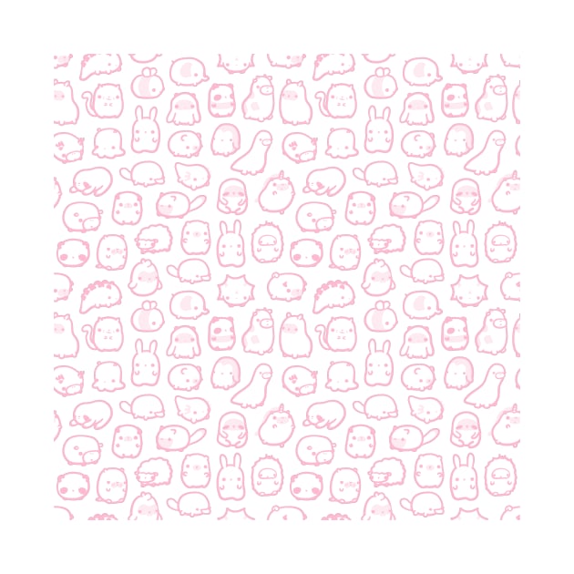 Mini Animals Pattern in Pastel Pink by mohu