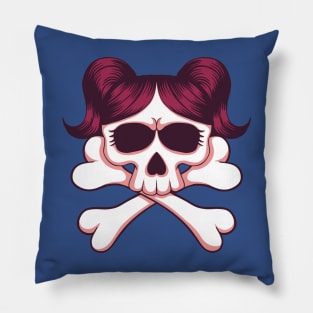 skull girl crossbones illustration Pillow