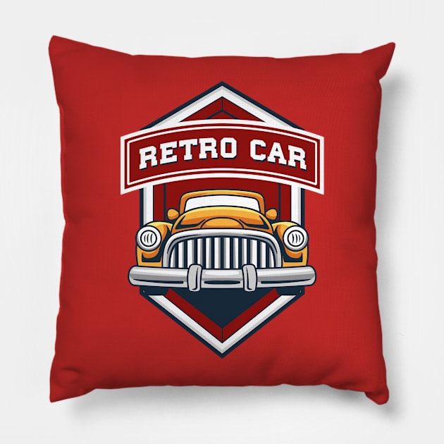 Retro Car Badge Pillow by Harrisaputra