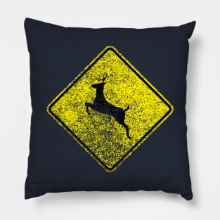 Deer Xing Sign (distressed) Pillow