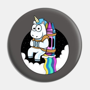 Cute Unicorn rocket rainbow crayon Pin