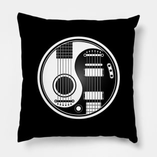 White and Black Acoustic Electric Guitars Yin Yang Pillow