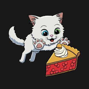 Turkish Angora Cat excited to eat Cherry Pie T-Shirt