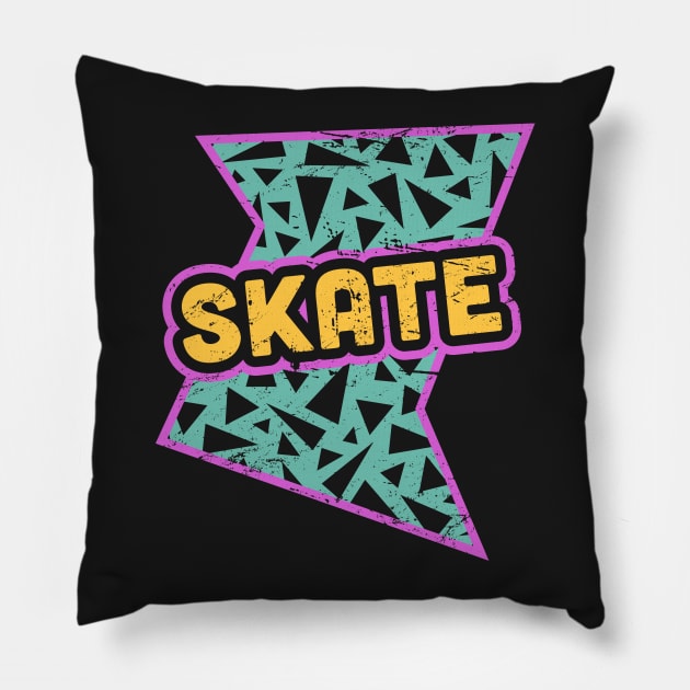 SKATE | Rad 90s Roller Skating Pattern Pillow by MeatMan