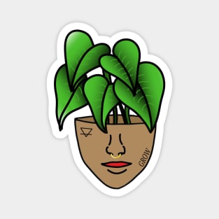 Multicultural Tropical Plant Person with Face Tattoos and Septum Piercing, Medium Skin Magnet