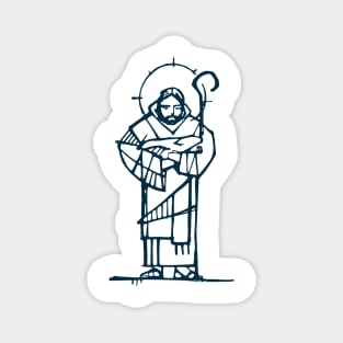 Jesus Christ Good Shepherd ink illustration Magnet