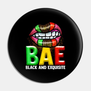 BAE Black And Exquisite Black Pride Tee Melanin Afro America Pin