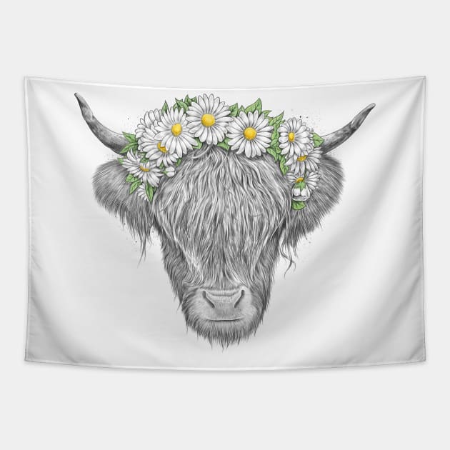 Highland cow Tapestry by NikKor