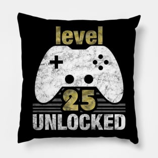 Level 25 Unlocked 25th Birthday Gamer Pillow